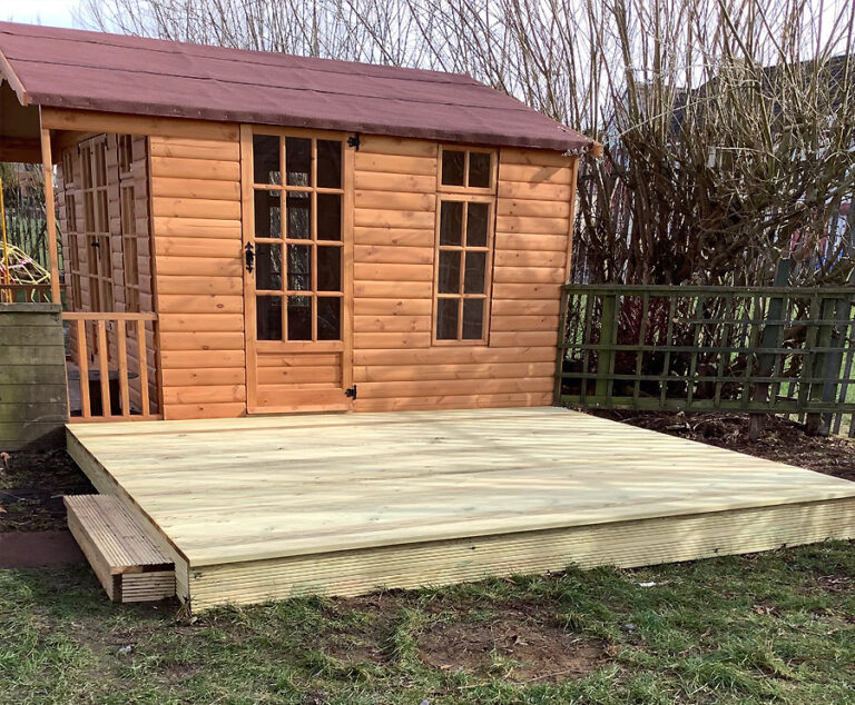 Decking around Summerhouse in Glasgow